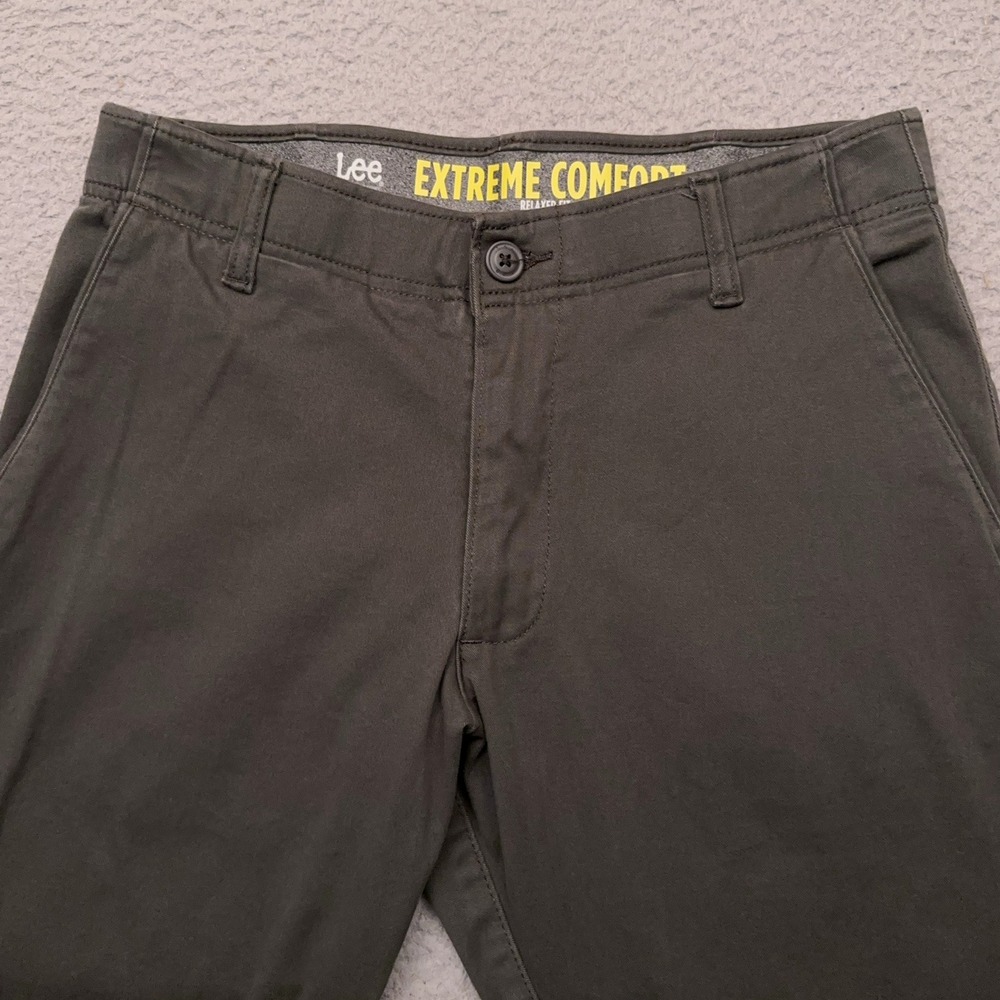 Lee Extreme Comfort‎ Relaxed Fit Pants Men's 30x29* Gray Green Stretch Chino